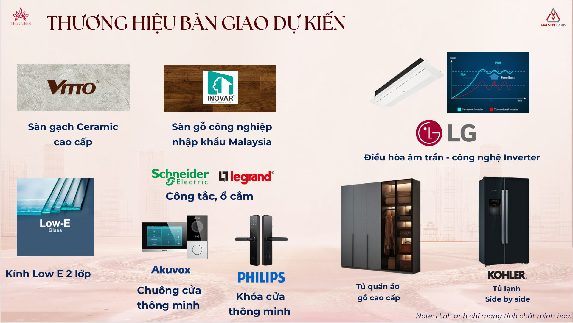 Danh mục nội thất bàn giao dự án The Queen