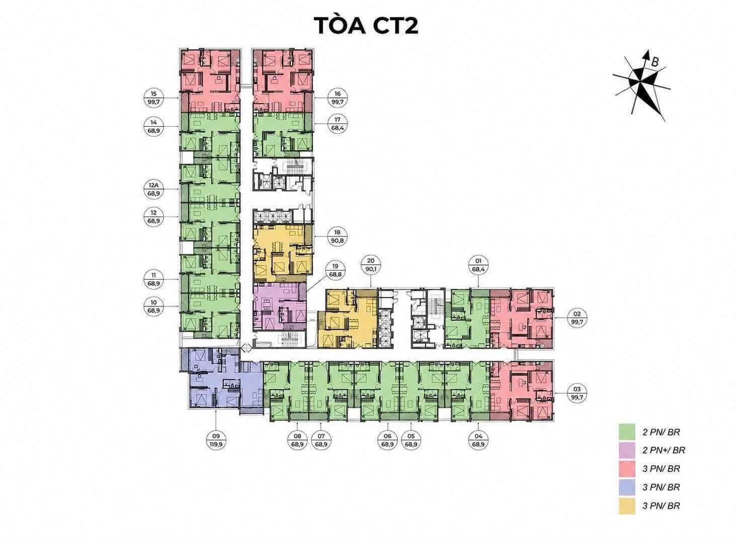 Mặt bằng toà CT2 Mandarin Garden 3